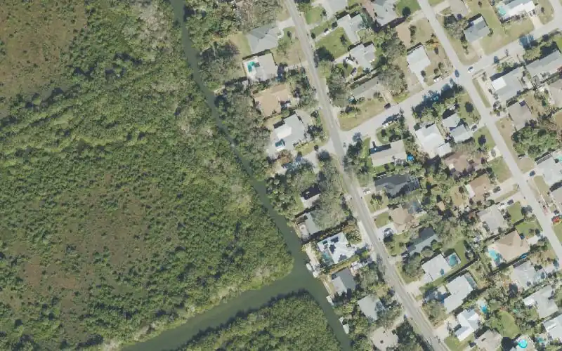 Aerial photo of the area around Hiles Boulevard Boat Ramp (Small boats or canoes), Volusia County