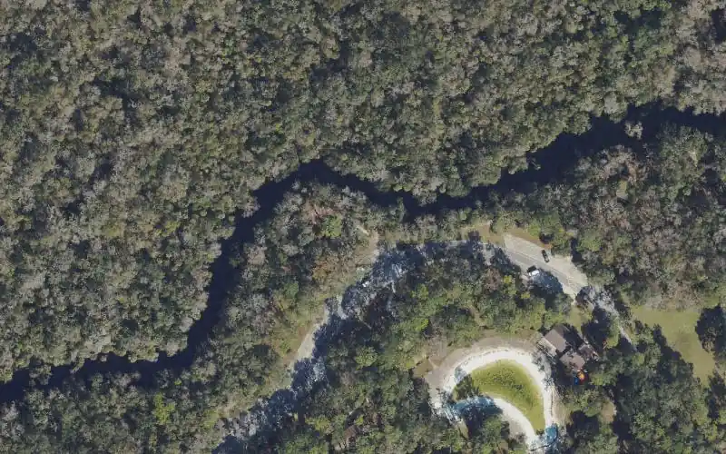 Aerial photo of the area around Hillsborough River State Park - Pavillion 26 Canoe Launch, Hillsborough County