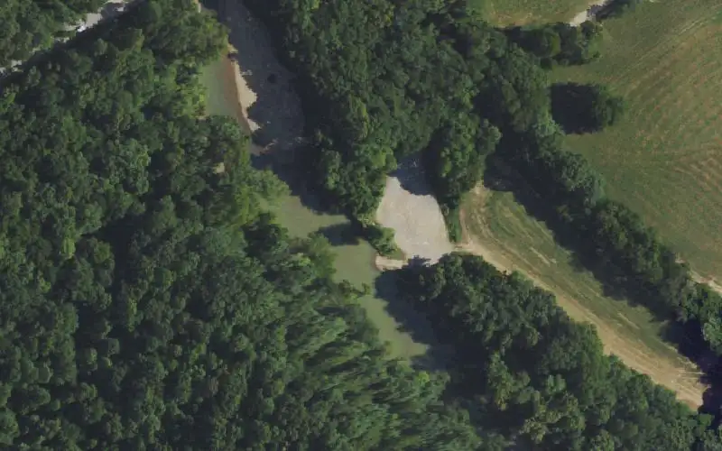 Aerial photo of the area around Holland Bridge, Allen County