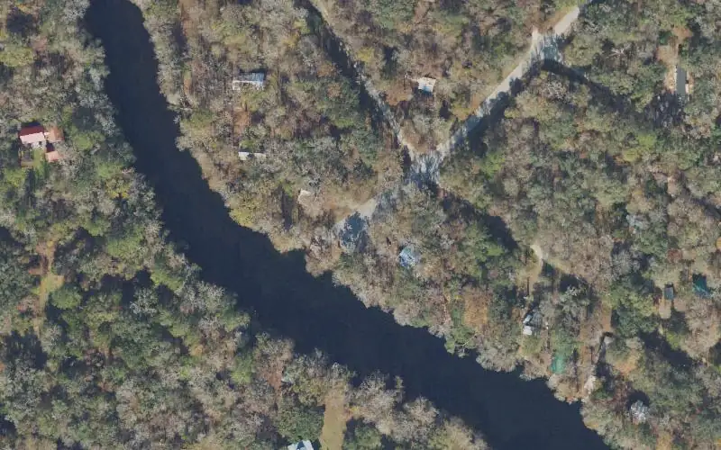 Aerial photo of the area around Hollingsworth Bluff Boat Ramp, Alachua County