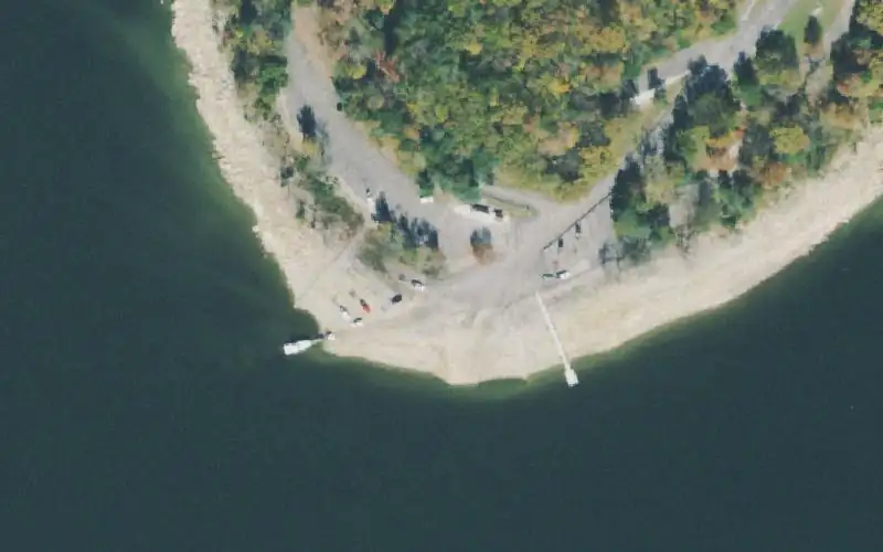 Aerial photo of the area around Hurricane Bridge Ramp, DeKalb County