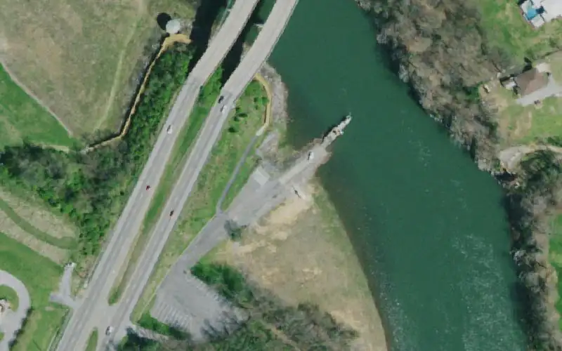 Aerial photo of the area around Hwy 11E (New Devault Bridge), Washington County