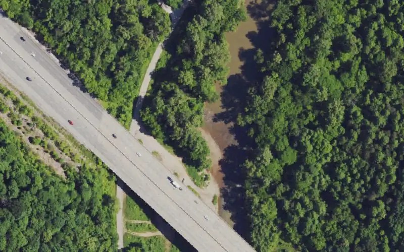 Aerial photo of the area around I-75 Bridge, Rockcastle County