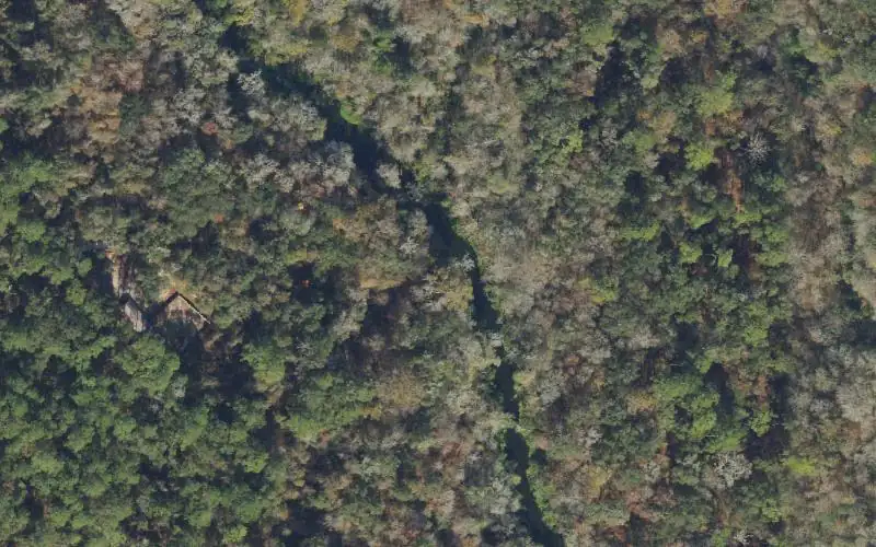 Aerial photo of the area around Ichetucknee Springs State Park - North Gate Canoe / Kayak Put-In, Suwannee County