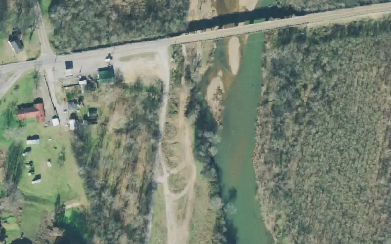 Aerial photo of the area around Iron City Park, Lawrence County