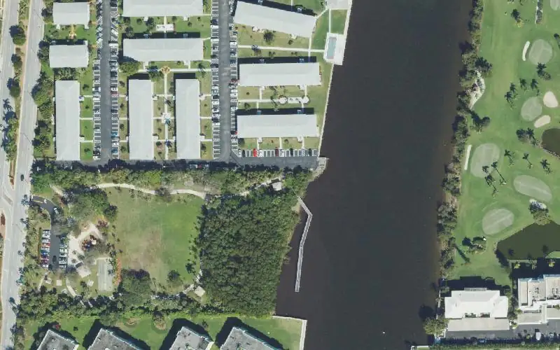 Aerial photo of the area around Jaycee Park Kayak Launch, Palm Beach County