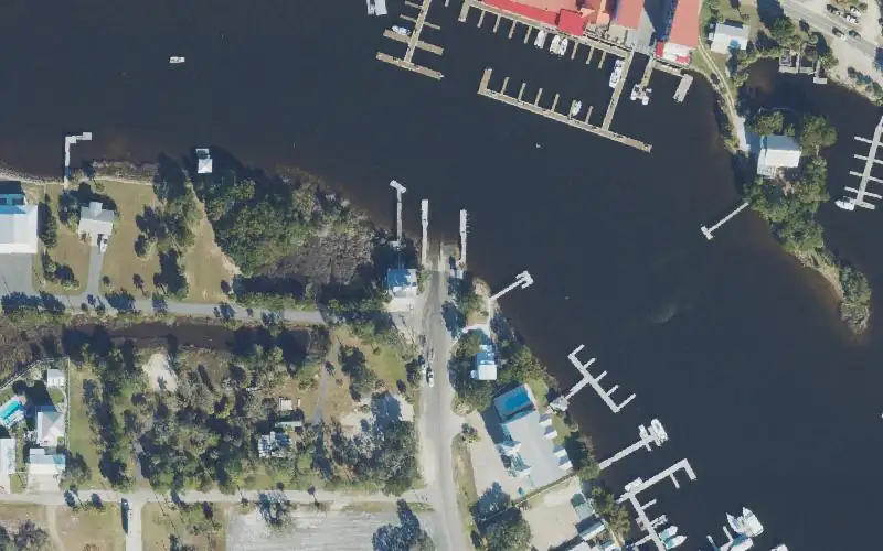 Aerial photo of the area around Jena Public Boat Ramp, Dixie County