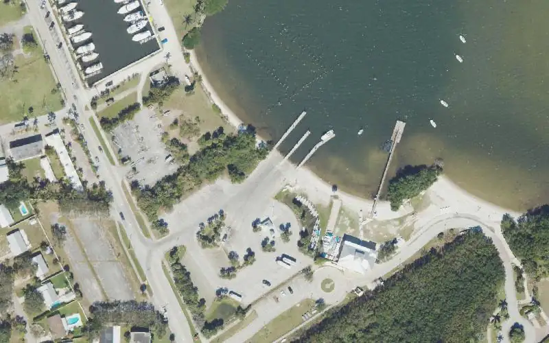 Aerial photo of the area around Jensen Beach - Indian Riverside Park - Boat Ramp, Martin County