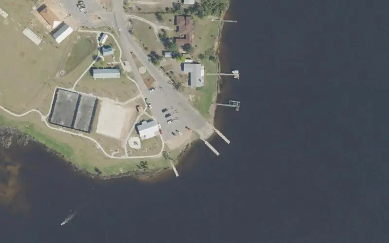 Aerial photo of the area around John B. Gore Park Public Boat Ramp, Bay County