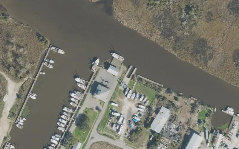 Aerial photo of the area around John B Meyer Harbor House, Franklin County