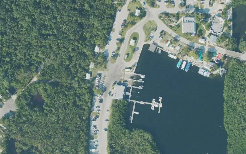 Aerial photo of the area around John Pennekamp Coral Reef State Park - Boat Ramp, Monroe County