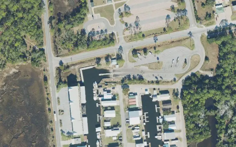 Aerial photo of the area around Keaton Beach Public Boat Ramp, Taylor County