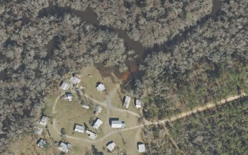 Aerial photo of the area around Kennedy Creek Hunting & Fishing, Liberty County