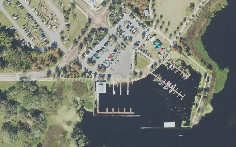 Aerial photo of the area around Kissimmee Lakefront Park - Big Toho Marina Boat Ramp, Osceola County
