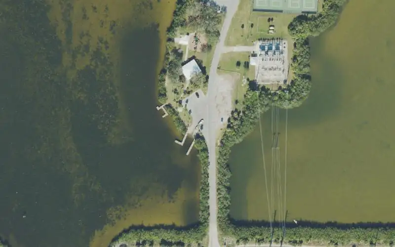 Aerial photo of the area around Kiwanis Island Park Boat Ramp, Brevard County