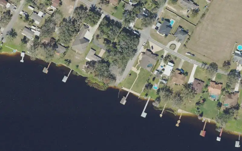 Aerial photo of the area around Lake Agnes Public Boat Ramp, Polk County