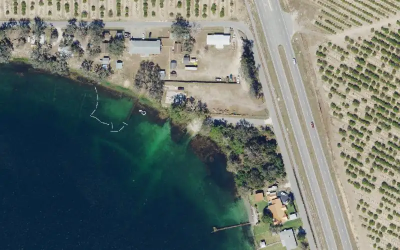 Aerial photo of the area around Lake Denton Public Boat Ramp, Highlands County
