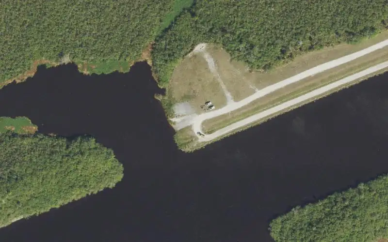 Aerial photo of the area around Lake Hicpochee North Shore Primitve Ramp, Glades County
