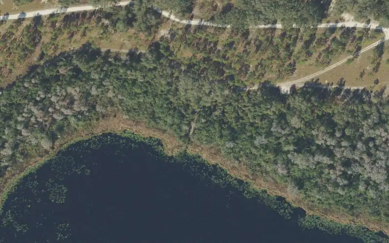 Aerial photo of the area around Lake Louisa State Park - Bear Lake Canoe Launch, Lake County