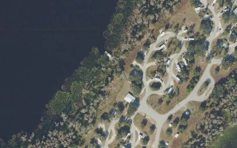 Aerial photo of the area around Lake Louisa State Park - Campground Canoe Launch at Dixie Lake (Registered Campers Only), Lake County