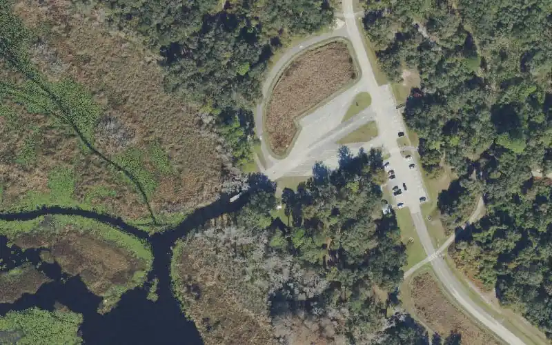 Aerial photo of the area around Lake Okahumpka Park, Sumter County