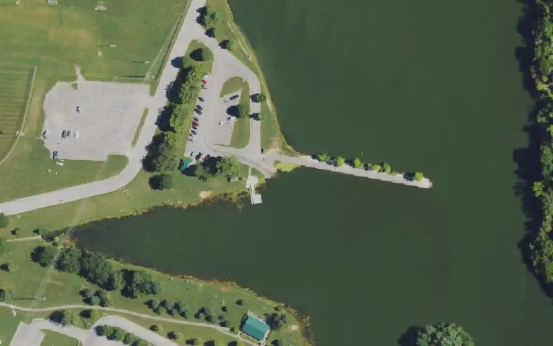Aerial photo of the area around Lake Reba Sports Complex, Madison County