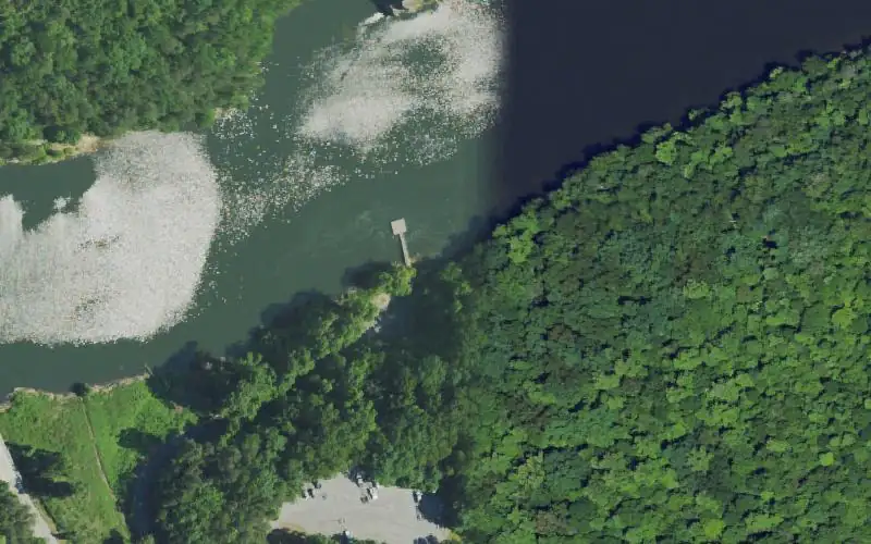 Aerial photo of the area around Laurel Bridge Ramp (312 Bridge), Whitley County