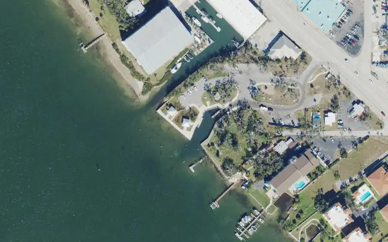 Aerial photo of the area around Lemon Bay Sunrise Rotary Park Kayak Launch Dock, Charlotte County