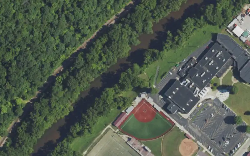 Aerial photo of the area around Levisa Fork Fishing Access, Pike County