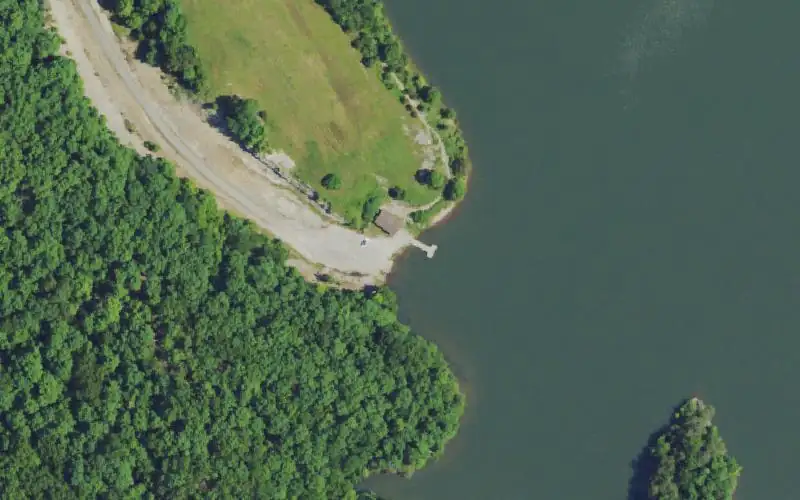 Aerial photo of the area around Liberty Reservoir Ramp, Casey County
