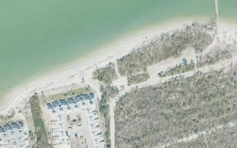 Aerial photo of the area around Lighthouse Beach Park - Paddlecraft Access, Lee County