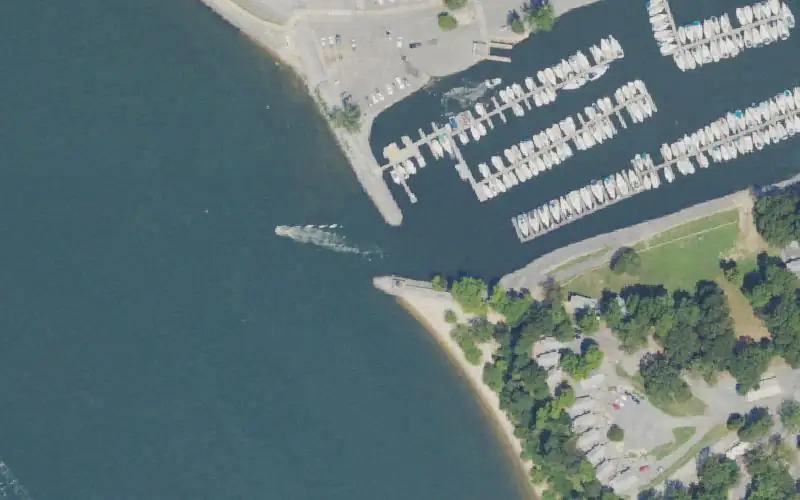Aerial photo of the area around Lighthouse Marina, Livingston County