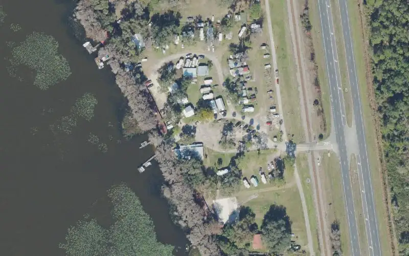 Aerial photo of the area around Lochloosa Harbor Fish Camp, Alachua County