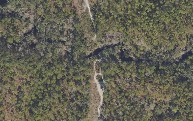 Aerial photo of the area around Lost Creek Kayak Trail Put-In (Challenging, refer to comments), Wakulla County