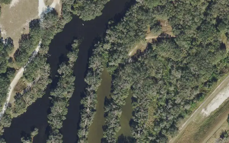 Aerial photo of the area around Loyce E. Harpe Park Primitive Boat Launch - Dead End, Polk County