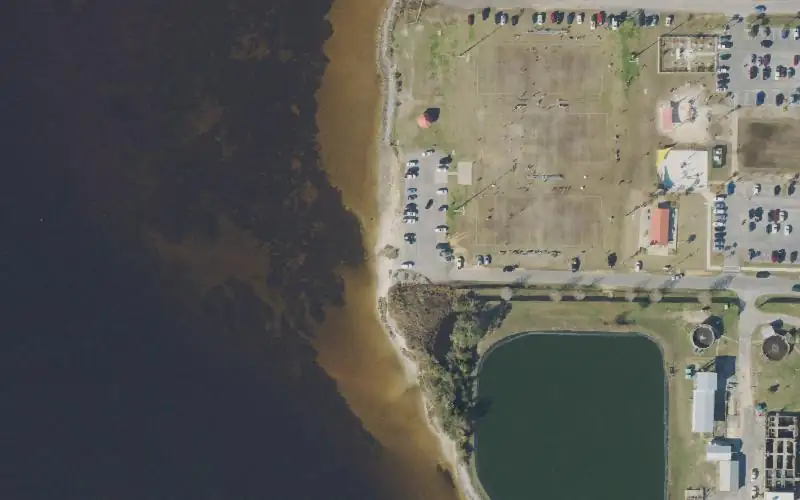 Aerial photo of the area around Lynn Haven A.L. Kinsaul Park Paddlecraft Access, Bay County