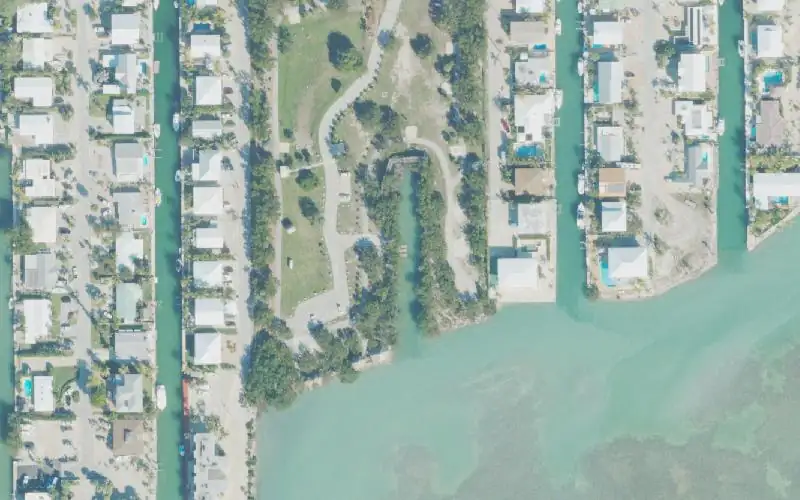 Aerial photo of the area around Marathon Oceanfront Park Kayak Launch Dock, Monroe County