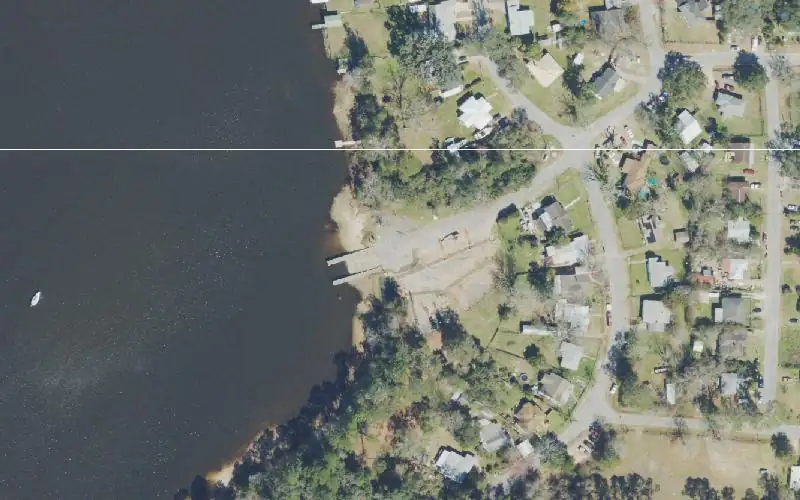 Aerial photo of the area around Marquis Basin Public Boat Ramp, Santa Rosa County