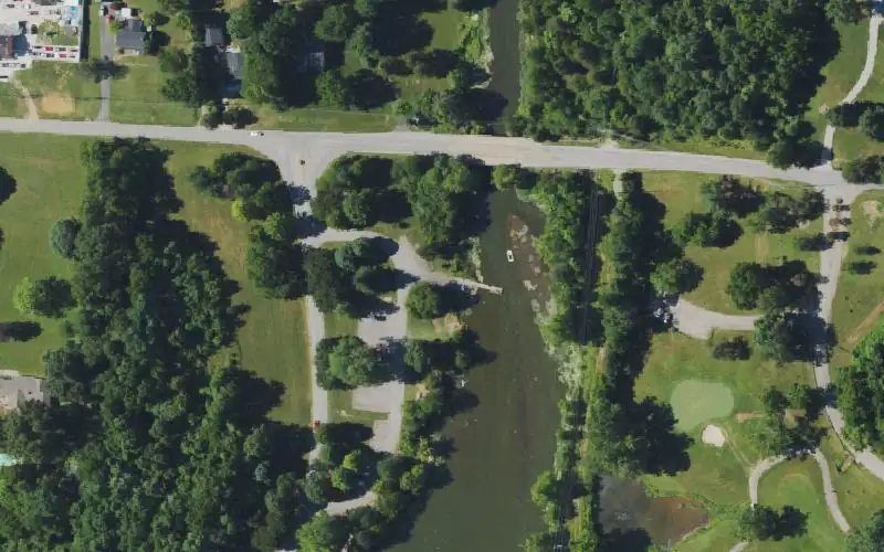 Aerial photo of the area around McNeely Boat Ramp, Jefferson County