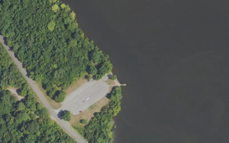 Aerial photo of the area around Meschan Bridge Ramp, Trigg County
