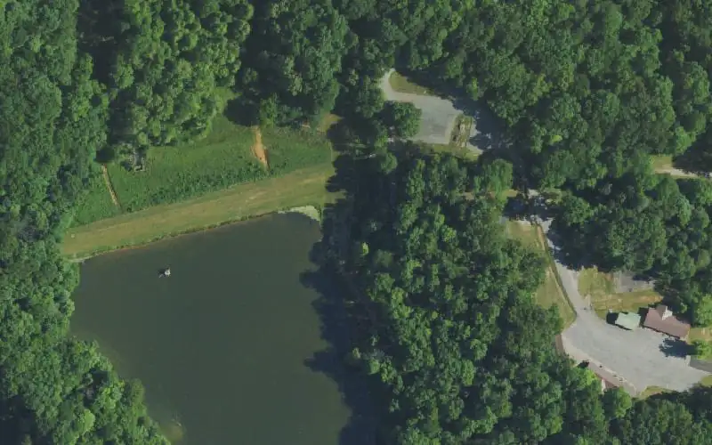 Aerial photo of the area around Metcalfe County Lake Ramp, Metcalfe County