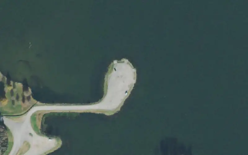 Aerial photo of the area around Metro Beach Boat Ramp, Davidson County