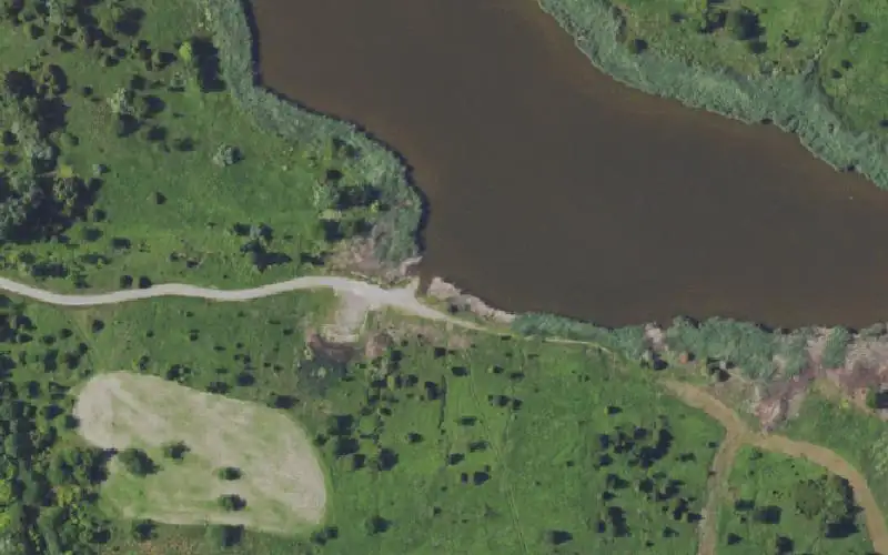 Aerial photo of the area around Muck Lake Ramp, Muhlenberg County