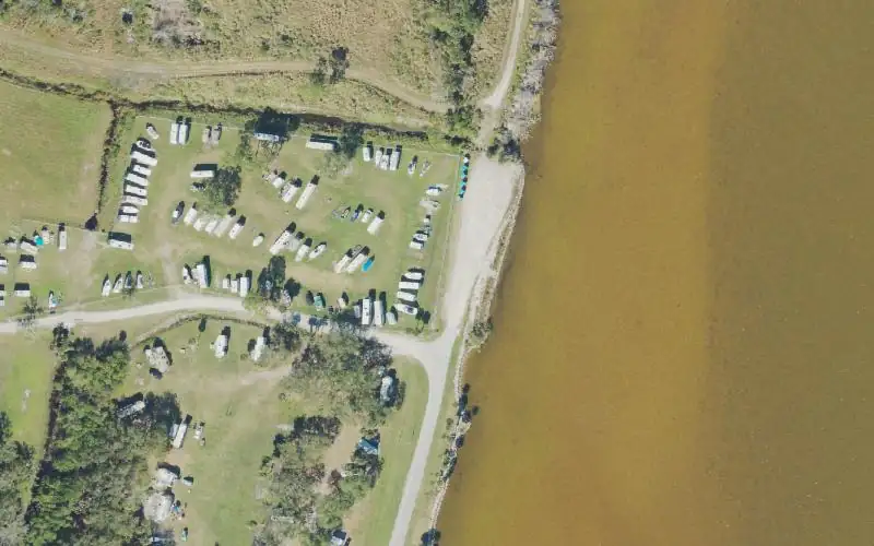 Aerial photo of the area around NASA Kennedy Athletic, Recreational & Social (KARS) Park Kayal Launch Beach (PERMIT REQUIRED), Brevard County