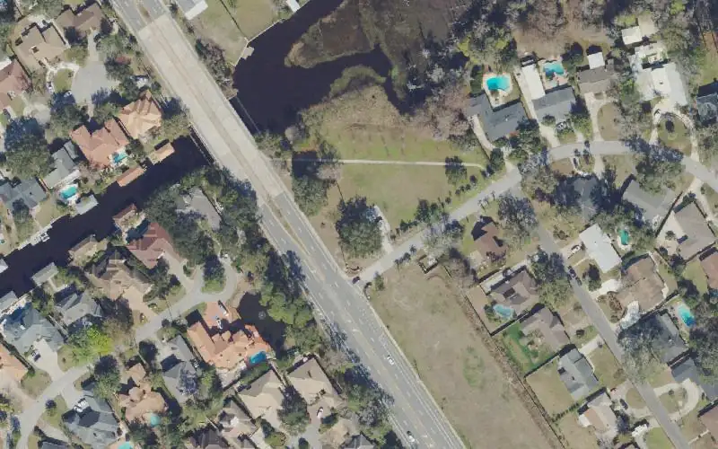 Aerial photo of the area around Nathan Krestul Park Paddlecraft Access, Duval County
