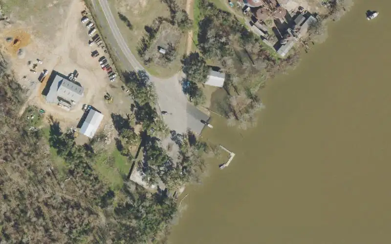 Aerial photo of the area around Neal Landing Public Boat Ramp, Calhoun County