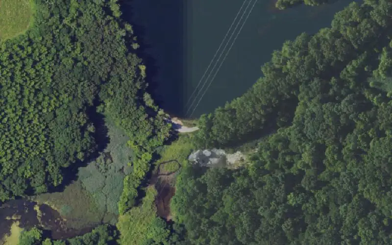 Aerial photo of the area around New Boy Scout Lake Ramp, Ohio County
