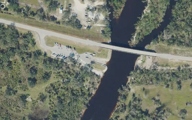 Aerial photo of the area around Nocatee Boat Ramp, DeSoto County