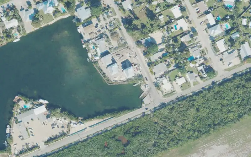 Aerial photo of the area around North Marathon Shores Public Boat Ramp (aka. Dodge Lake), Monroe County