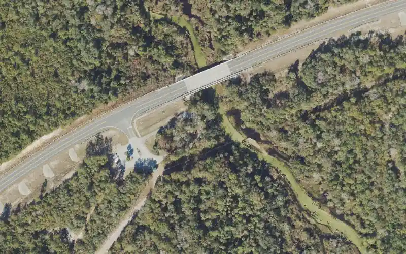 Aerial photo of the area around Ocala National Forest - Juniper Run Canoe/Kayak Take Out Point, Marion County